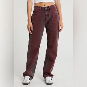 PTCL Mid Rise Red Over Dyed Straight Leg Jeans 27